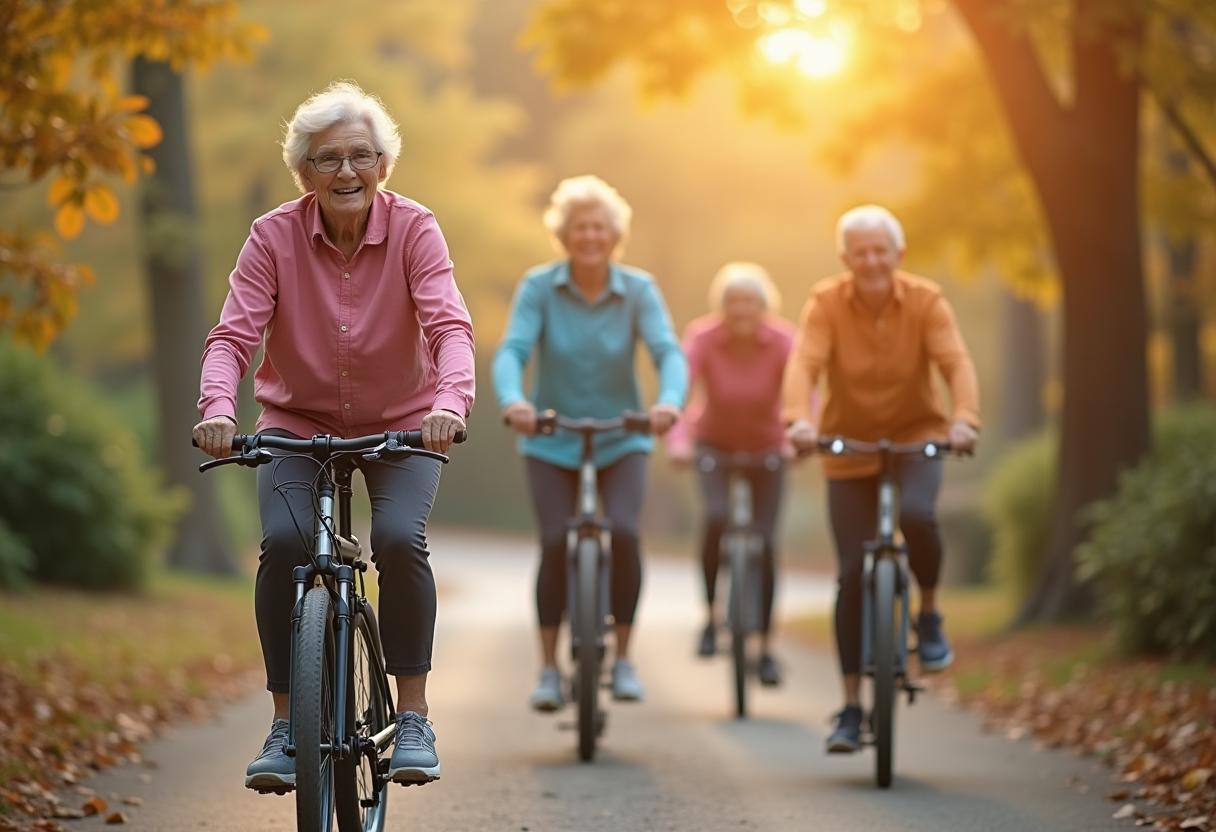 Активні старші люди під час тренування